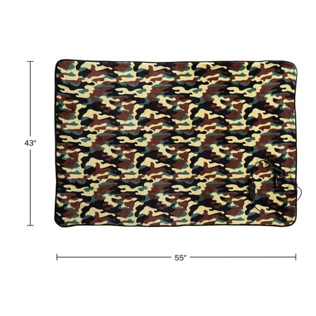 Stalwart Heated Blanket - Fleece Throw Powered by 12V Auxiliary Power Winter Car by Green Camo 75-BPC-2007